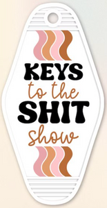 UV DTF Motel Keychain Decal - Keys To The Shit Show Retro Neutrals