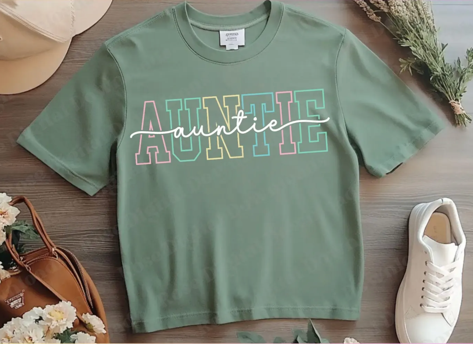 DTF Full Color Transfer - Auntie Script & Collegiate