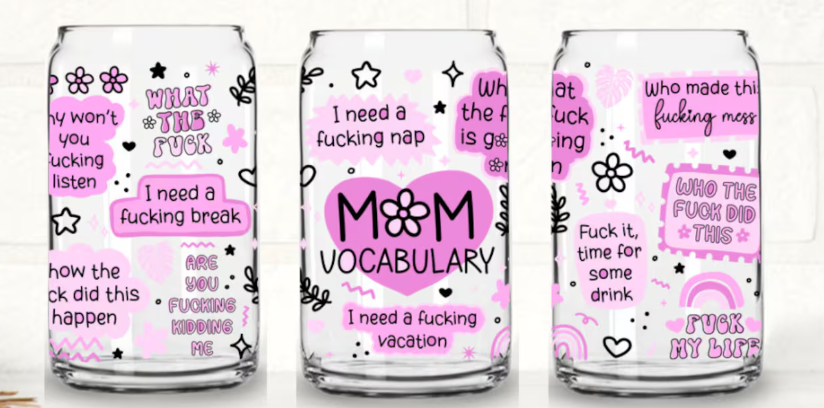 16oz UV DTF Wrap - Mom Vocabulary