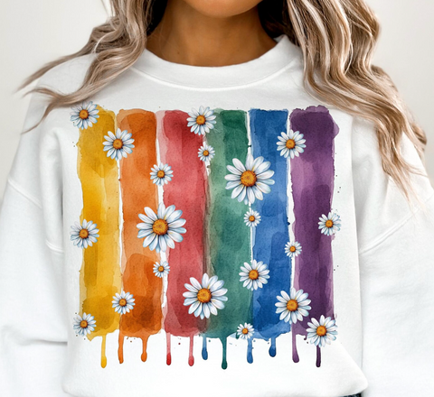DTF Full Color Transfer - Rainbow Drip Daisies