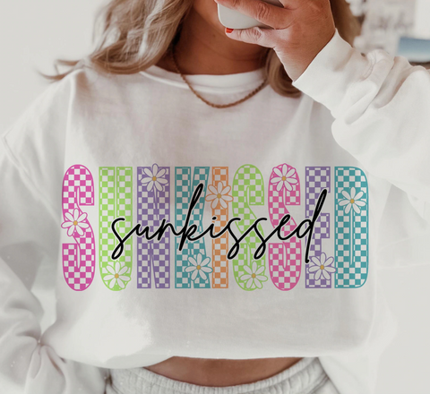 DTF Full Color Transfer - Sunkissed Neon Check