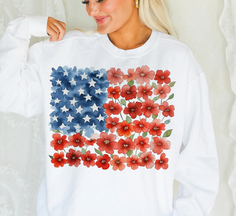 DTF Full Color Transfer - Watercolor Floral Flag