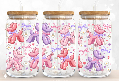 16oz UV DTF Wrap - Pink Purple Balloon Dogs