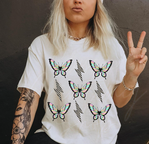 DTF Full Color Transfer - Check Lightning Butterflies