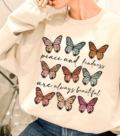 DTF Full Color Transfer - Peace & Kindness Butterflies