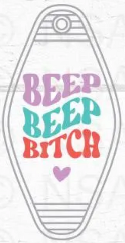 UV DTF Motel Keychain Decal - Beep Beep Bitch Purple Red