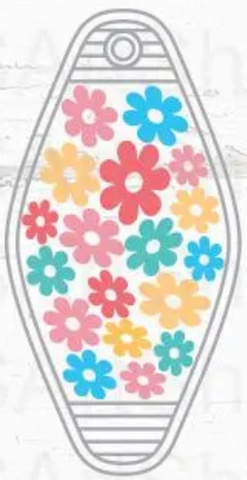 UV DTF Motel Keychain Decal - Primary Colors Flowers