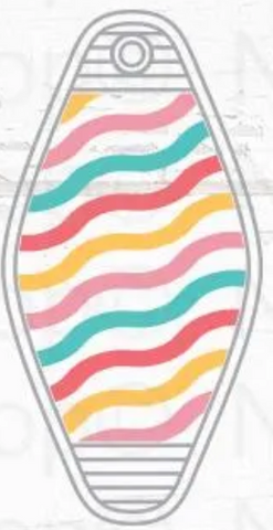 UV DTF Motel Keychain Decal - Primary Colors Waves