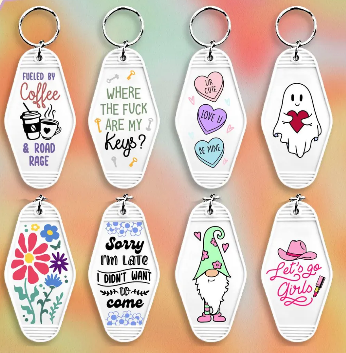 UV DTF Motel Keychain Decal - Keychains (YOU PICK)