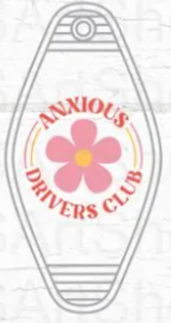 UV DTF Motel Keychain Decal - Anxious Drivers Club Pink Flower