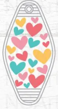 UV DTF Motel Keychain Decal - Funky Hearts