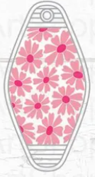 UV DTF Motel Keychain Decal - Abstract Pink Flowers