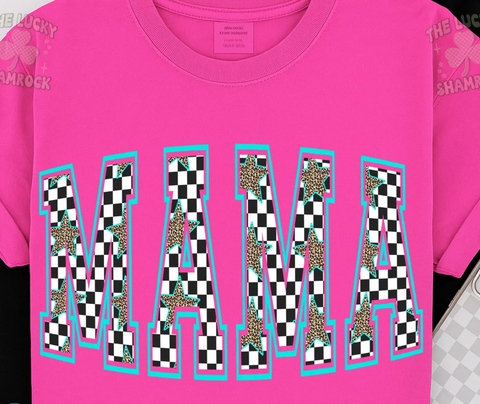 DTF Full Color Transfer - Check Leopard Star Mama