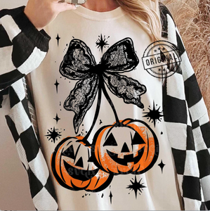 DTF Full Color Transfer - Lace Bow Pumpkin Cherries