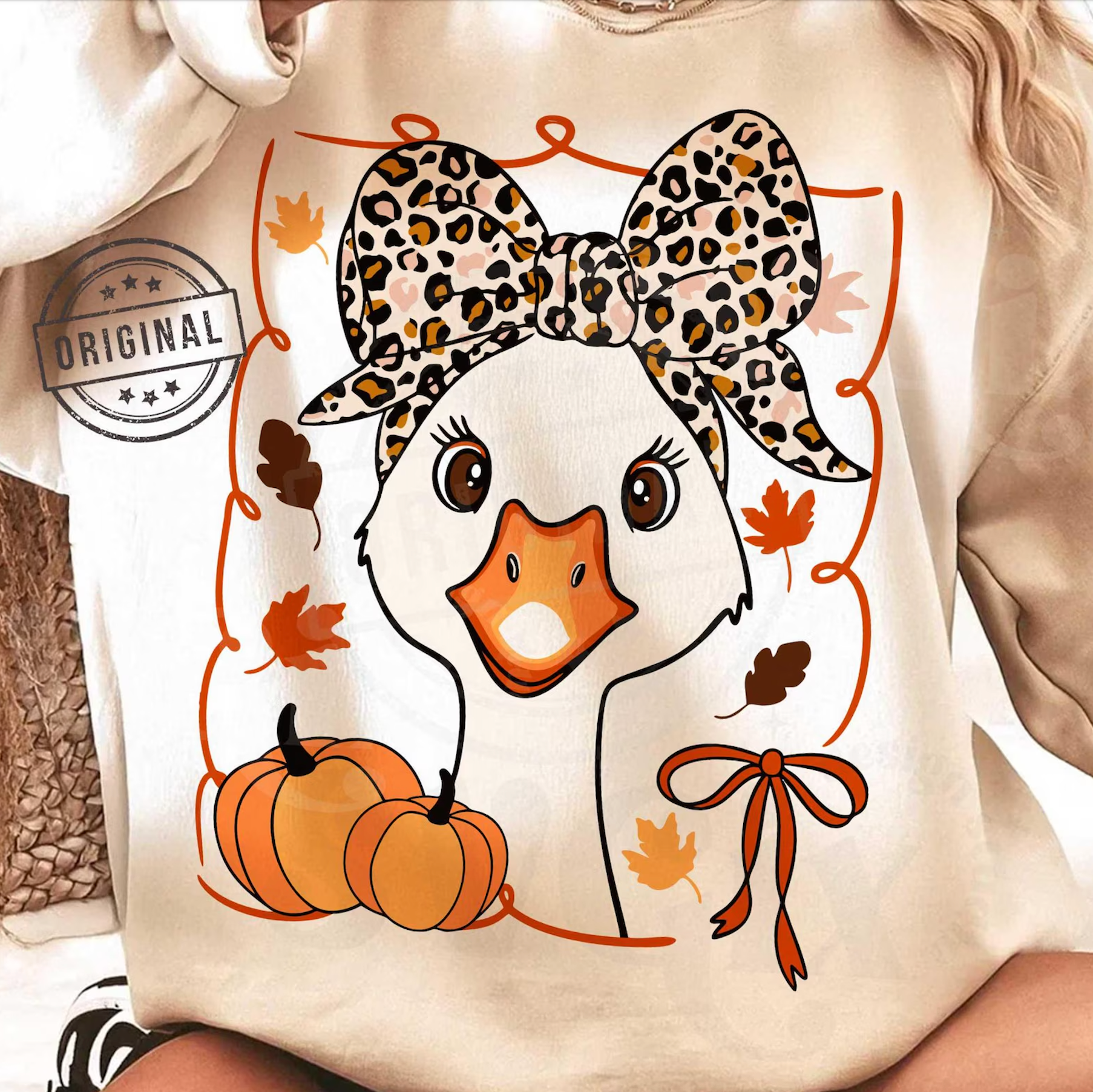 DTF Full Color Transfer - Leopard Bow Fall Goose