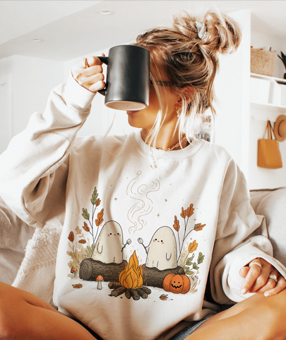 DTF Full Color Transfer - Ghosties Roasting Campfire