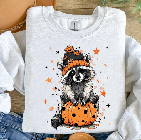 DTF Full Color Transfer - Cute Raccoon w/Beanie