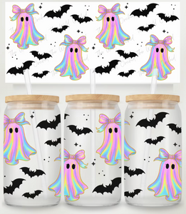16oz UV DTF Wrap - Iridescent Ghosts with Bats