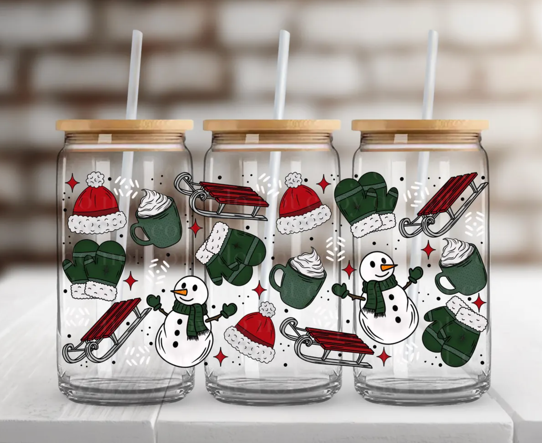 16oz UV DTF Wrap - Snowmen Mittens Sleds