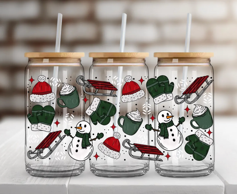 16oz UV DTF Wrap - Snowmen Mittens Sleds