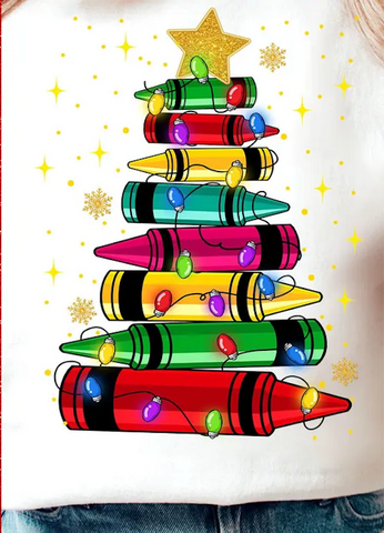 DTF Full Color TShirt Transfer - Crayon Tree