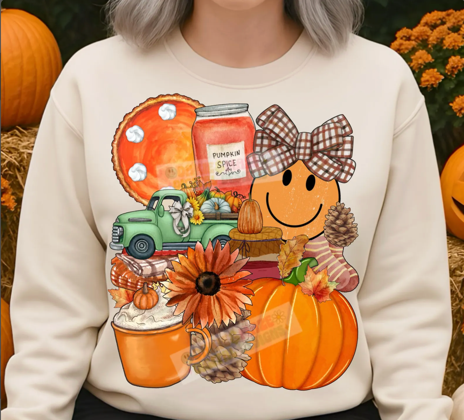 DTF Full Color Transfer - Fall Collage Smiley