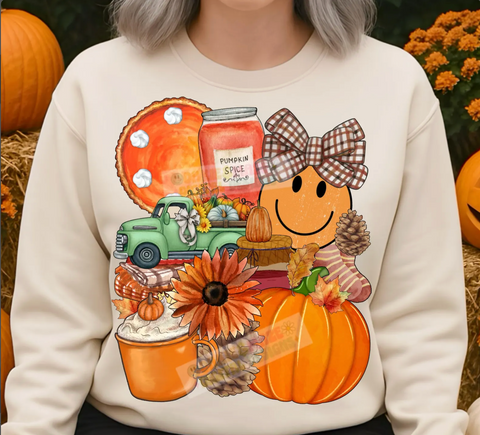 DTF Full Color Transfer - Fall Collage Smiley