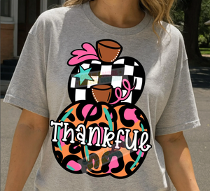 DTF Full Color Transfer - Thankful Check & Leopard Stacked Pumpkin
