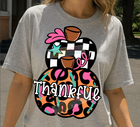 DTF Full Color Transfer - Thankful Check & Leopard Stacked Pumpkin