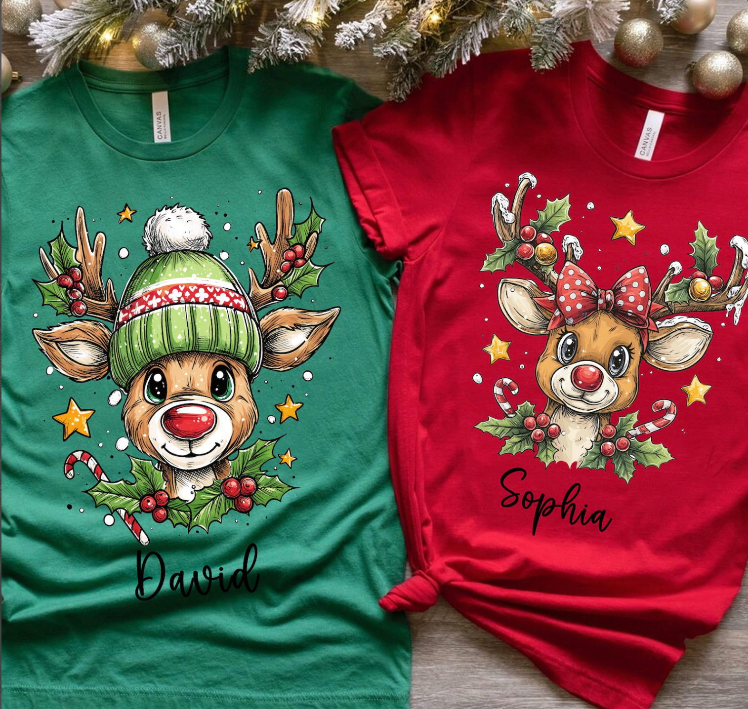 DTF Full Color TShirt Transfer - Cartoon Reindeer *CUSTOMIZABLE*