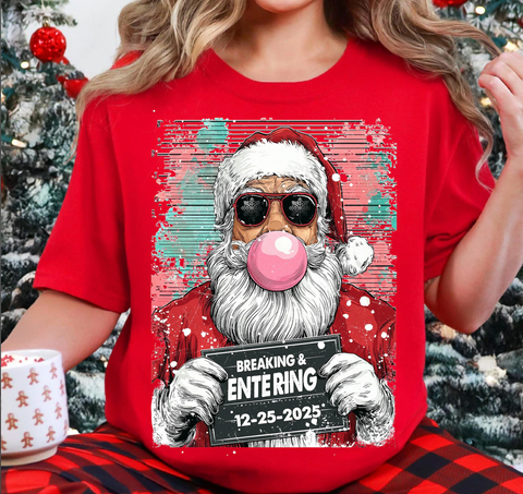 DTF Full Color TShirt Transfer - Breaking and Entering Santa