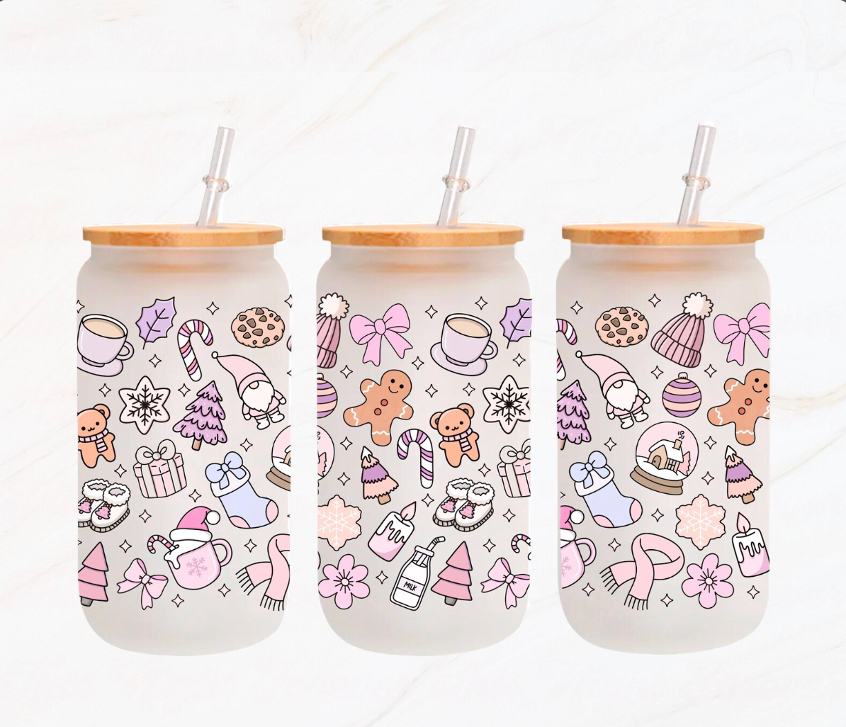 16oz UV DTF Wrap - Pink Winter Things