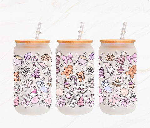 16oz UV DTF Wrap - Pink Winter Things