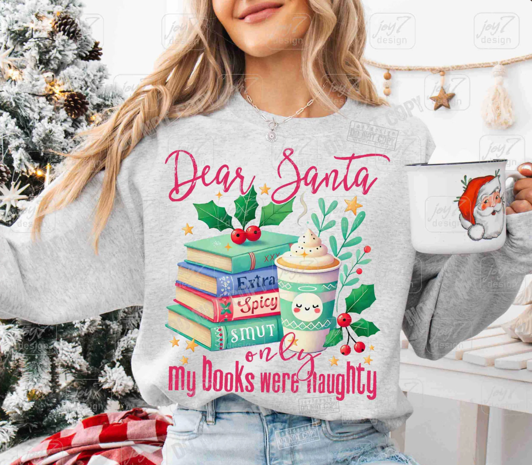 DTF Full Color TShirt Transfer - Dear Santa, Only My Books Were Naughty