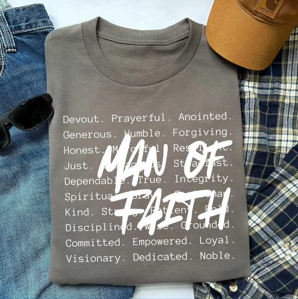 DTF Full Color TShirt Transfer - Man of Faith - (Black or White)