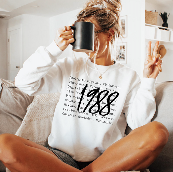 DTF Full Color TShirt Transfer - 1988 - (Black or White)