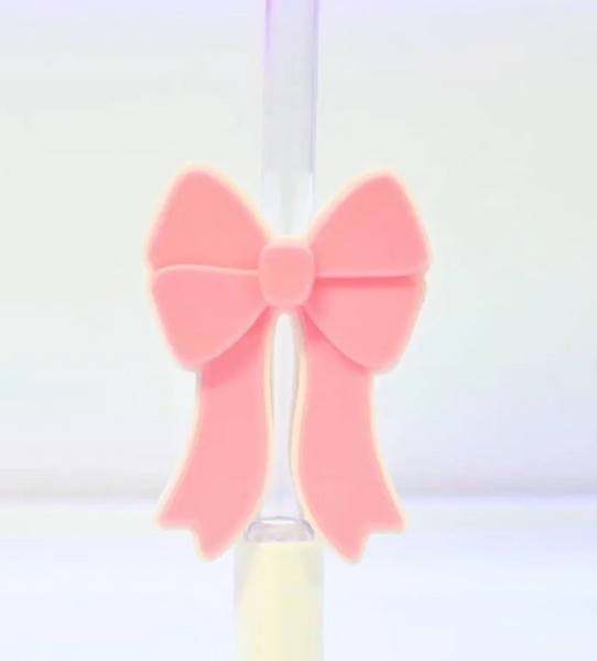 Straw Topper - Pink Bow