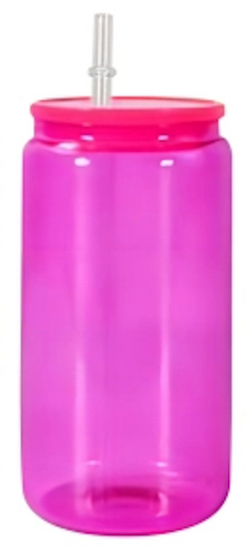 16oz Transparent Jelly Glass Can with Lid and Straw