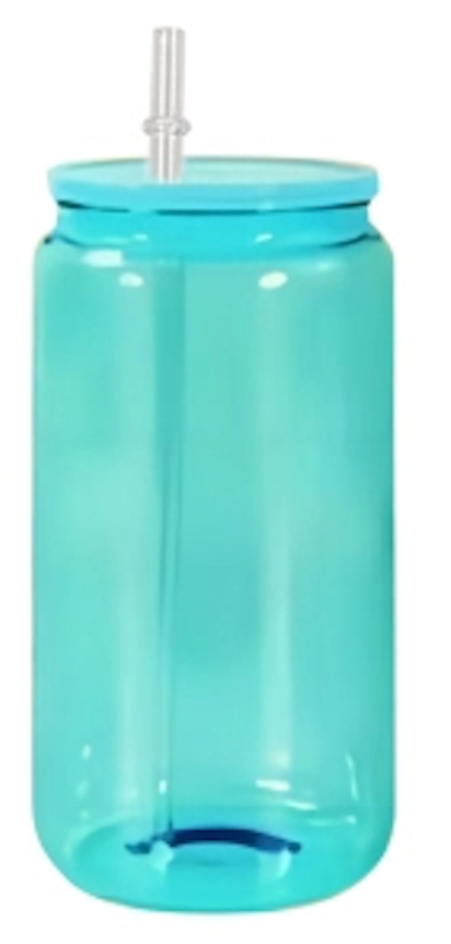 16oz Transparent Jelly Glass Can with Lid and Straw