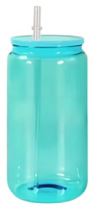16oz Transparent Jelly Glass Can with Lid and Straw