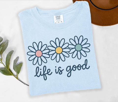 DTF Full Color Transfer - Life Is Good Daisies
