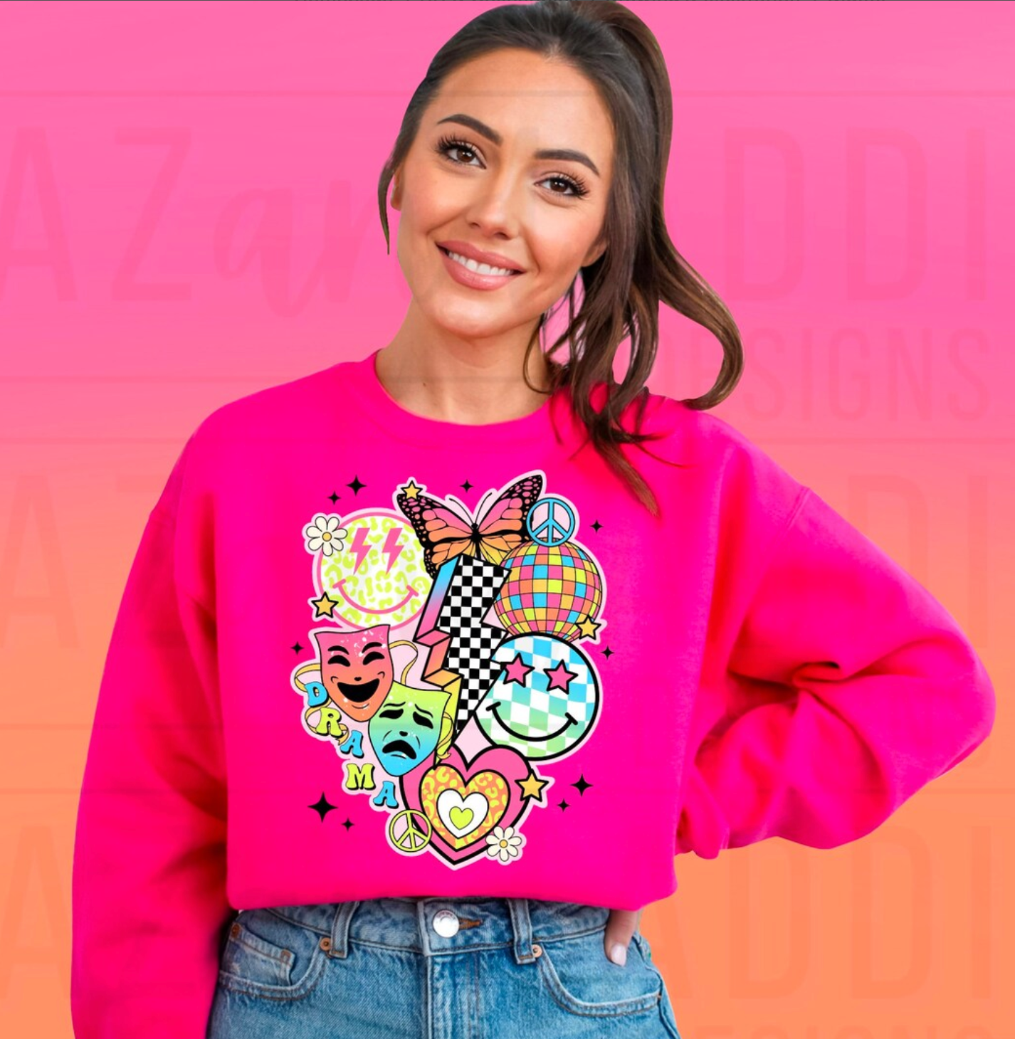 DTF Full Color Shirt Transfer - Bright Neon Drama