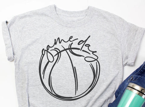 DTF Full Color Transfer - Game Day Basketball Sketch (Two Colors)