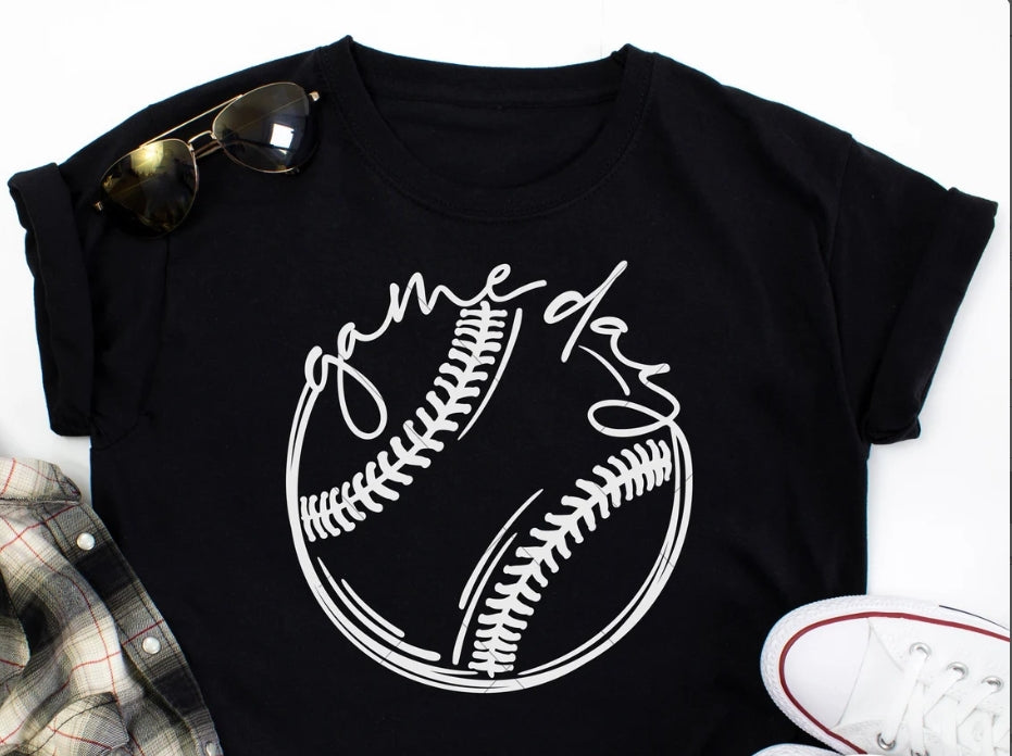 DTF Full Color Transfer - Game Day Baseball Sketch (Two Colors)