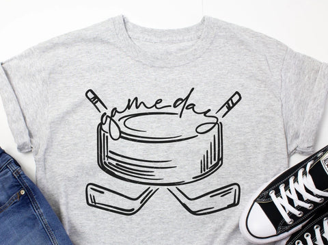 DTF Full Color Transfer - Game Day Hockey Sketch (Two Colors)