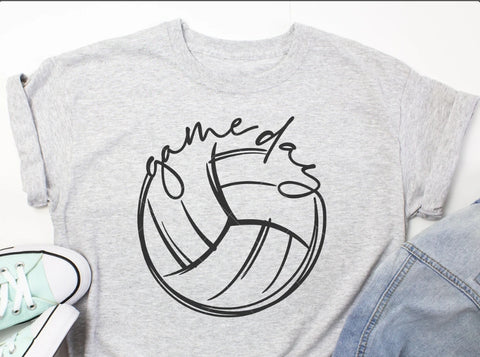 DTF Full Color Transfer - Game Day Volleyball Sketch (Two Colors)