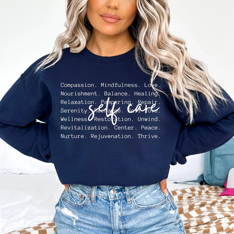 DTF Full Color TShirt Transfer - Self Care - (Black or White)