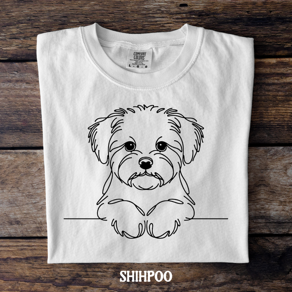 DTF Full Color TShirt Transfer - Simple Sketch Dog - You Choose Color & Breed!