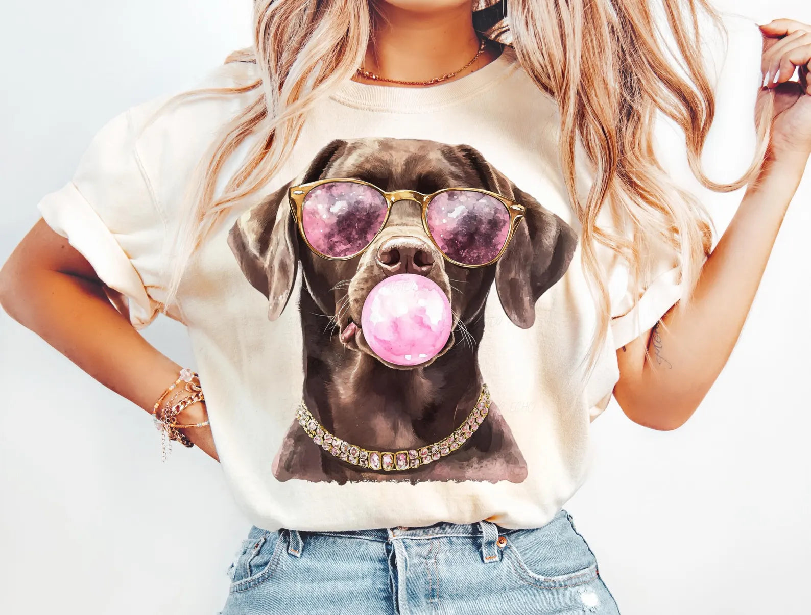 DTF Full Color Transfer - Chocolate Lab Bubble Gum