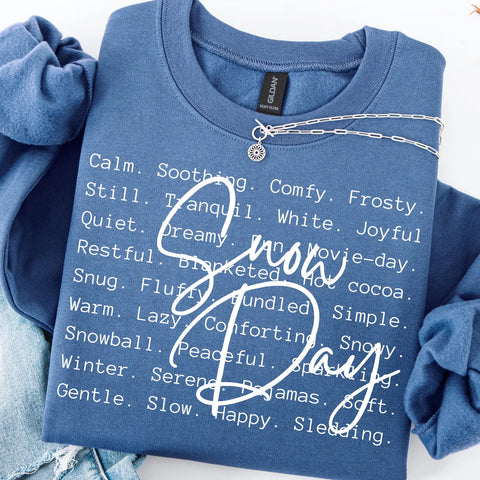 DTF Full Color TShirt Transfer - Snow Day - (Black, Blue, or White)